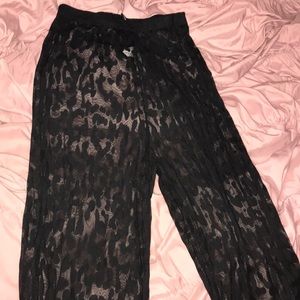 See-through cheetah print flare bathing suit cover